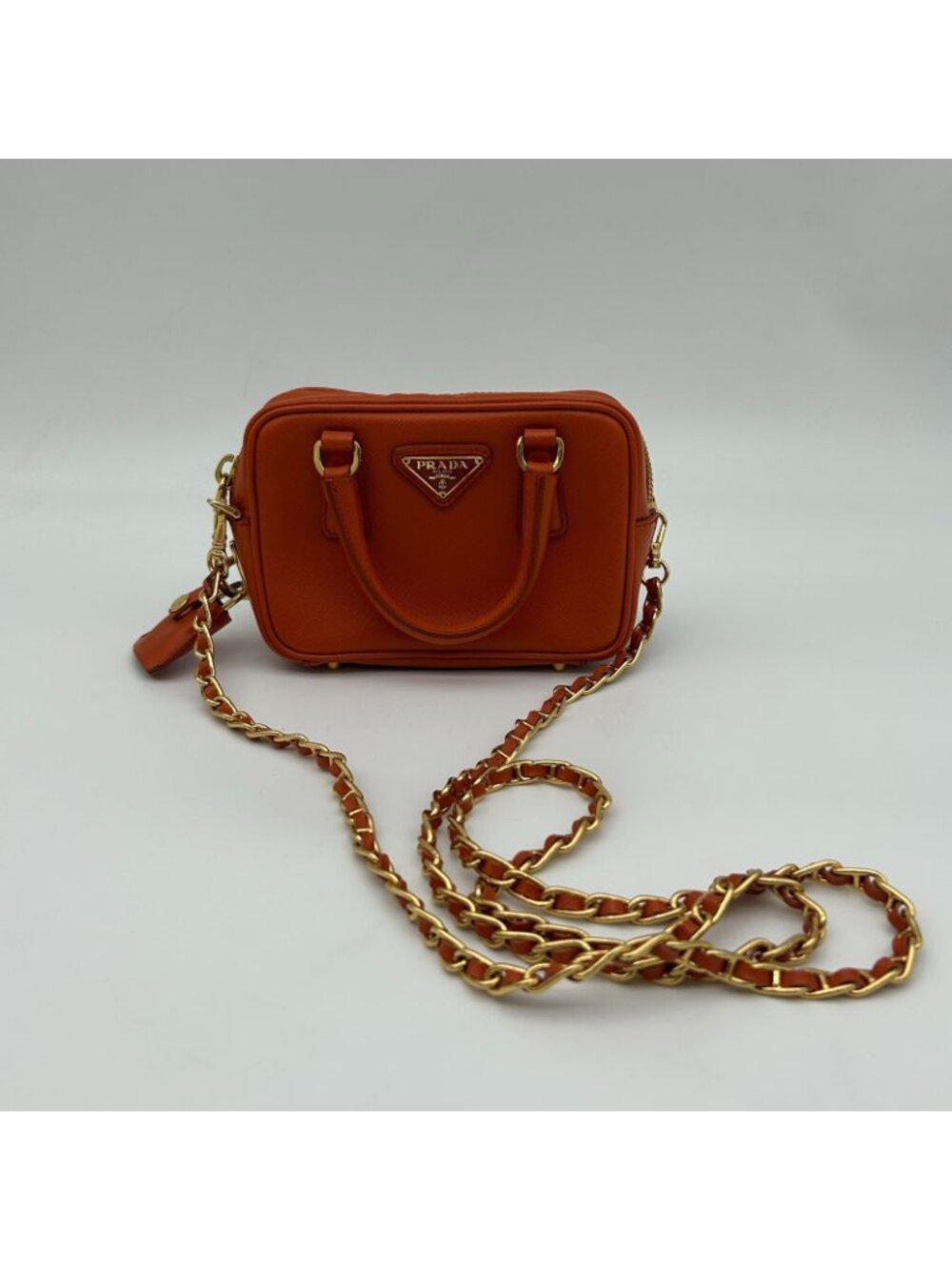 Prada Orange Saffiano Leather Shoulder - Picture 2 of 15